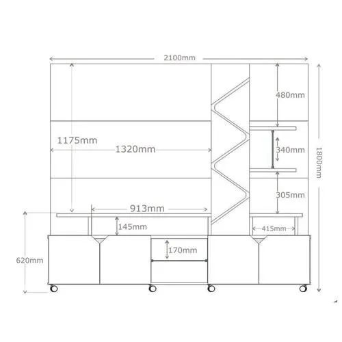 Estante Home Croos Para Tv De 55 Polegadas Com Rodizios Freijó/Off White - Montagem Grátis - Foto 4
