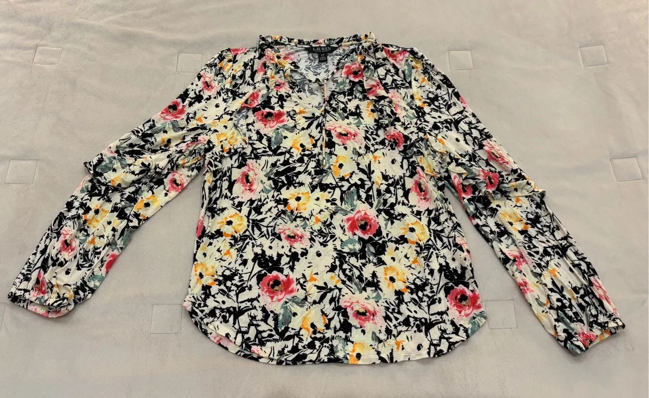 Blusa estampada floral Ralph Lauren tamanho p - Foto 5