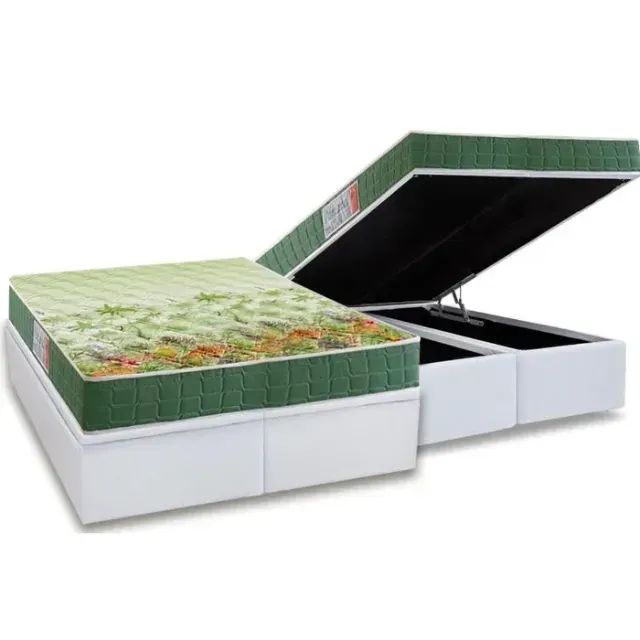  Conjunto: Colchão Queen Pantanal + Cama Box Baú Queen 