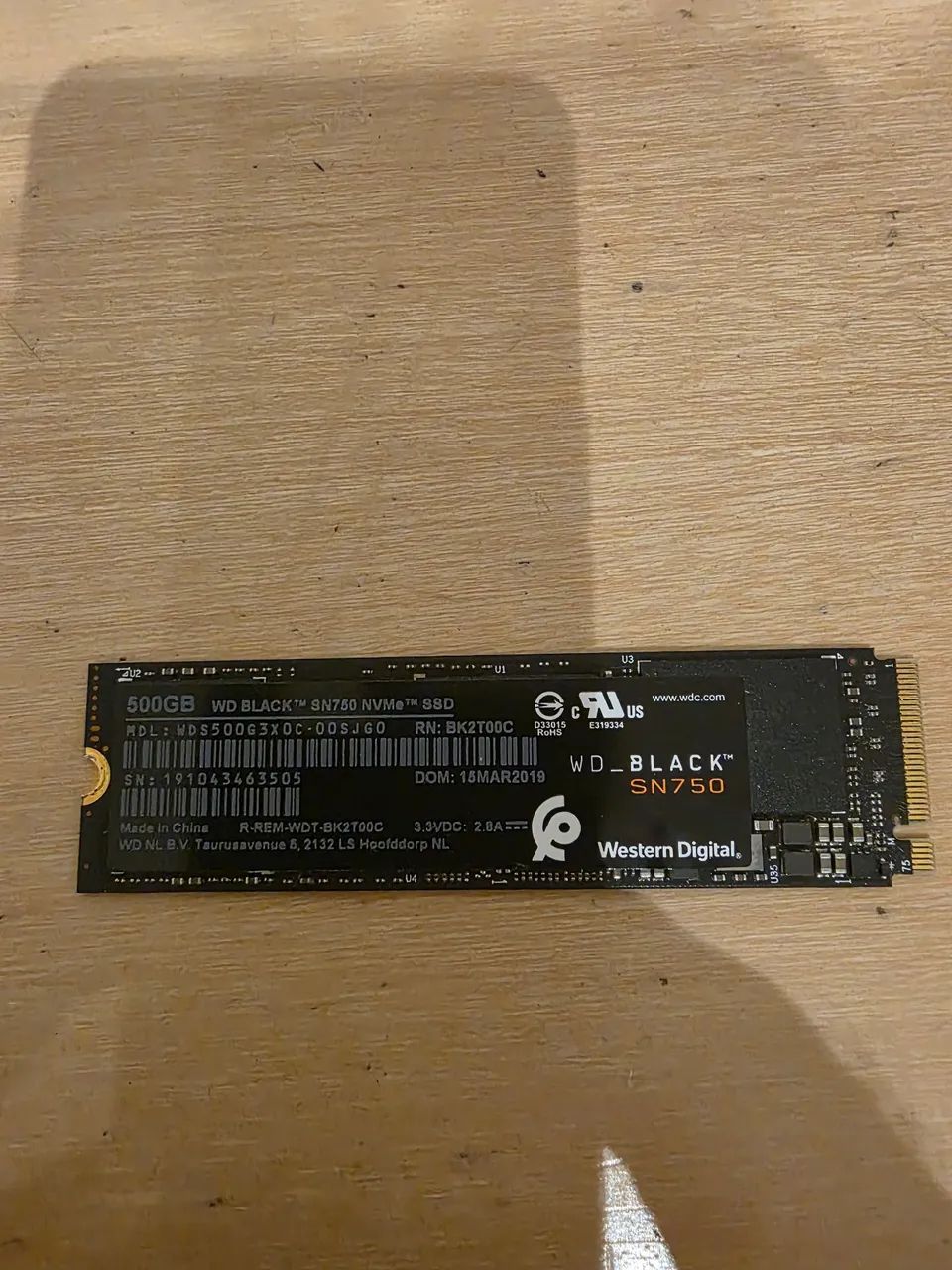 Memória SSD WD SN750 BLACK de 500GB