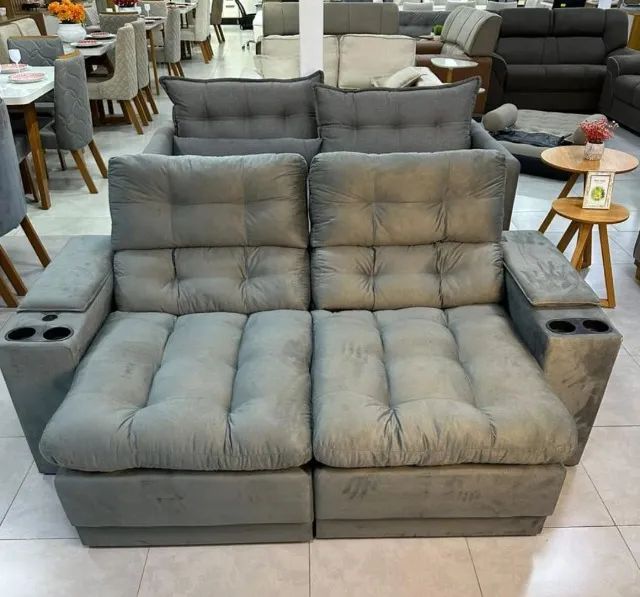 Sofa retratil reclinavel com USB e porta copos 2 Metros  - Foto 2