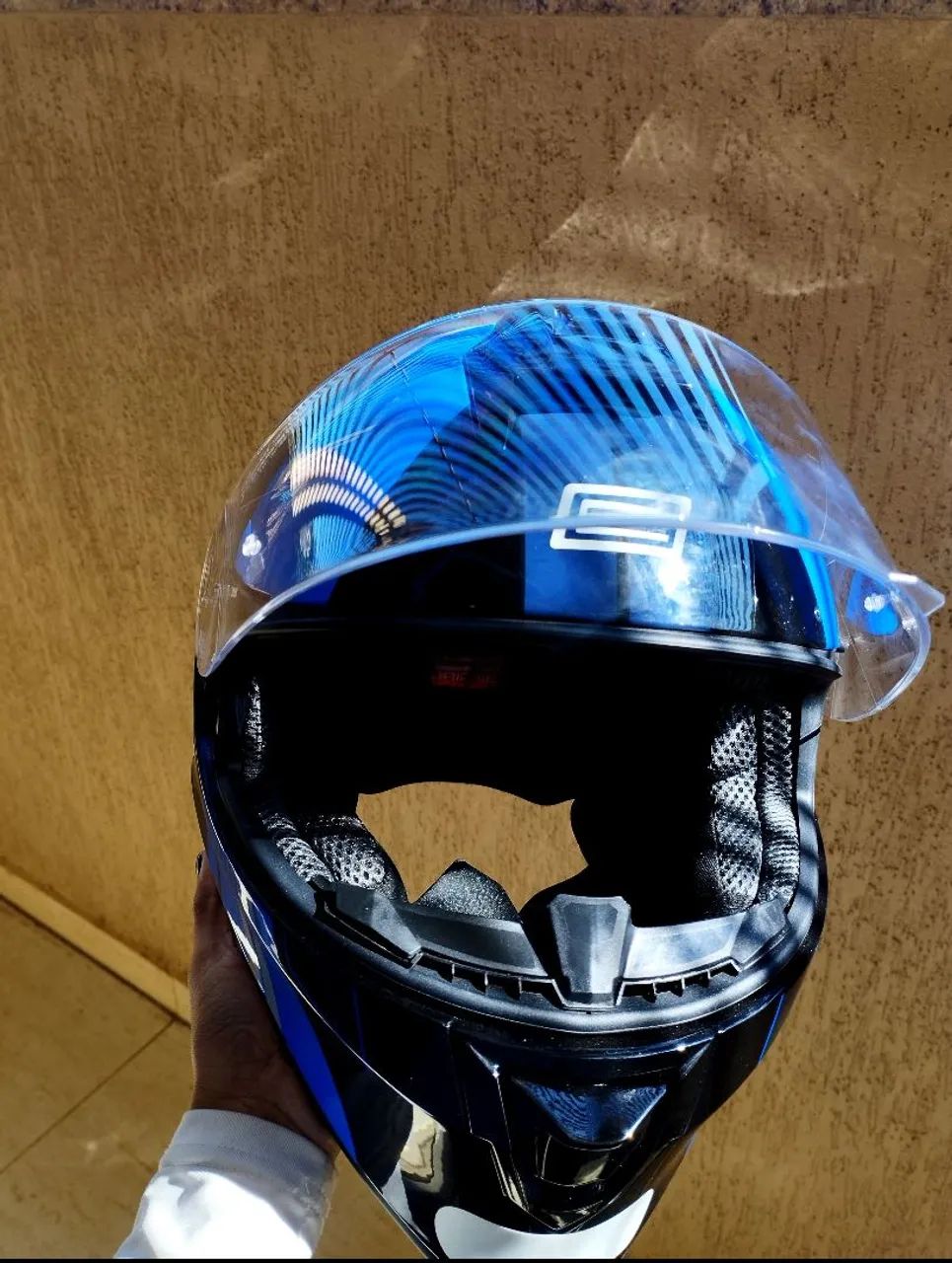 Capacete de Moto Azul e Preto - Foto 2