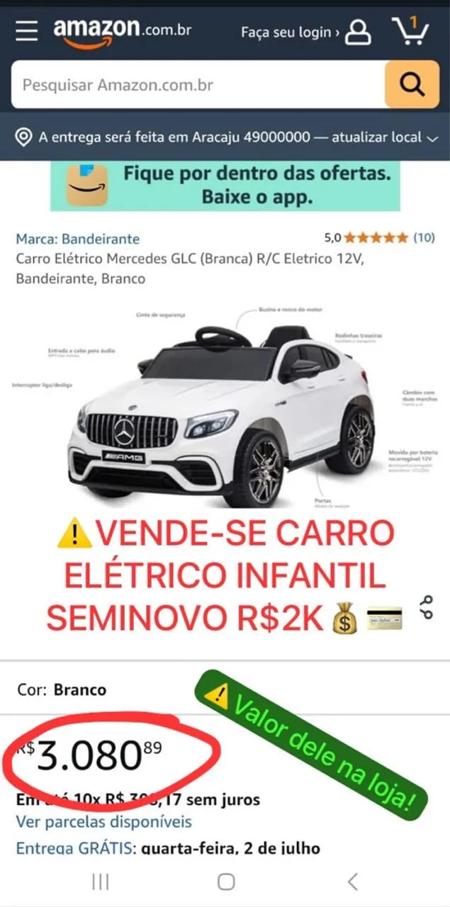 Carro Elétrico Infantil Mercedes GLC Branco Bandeirante