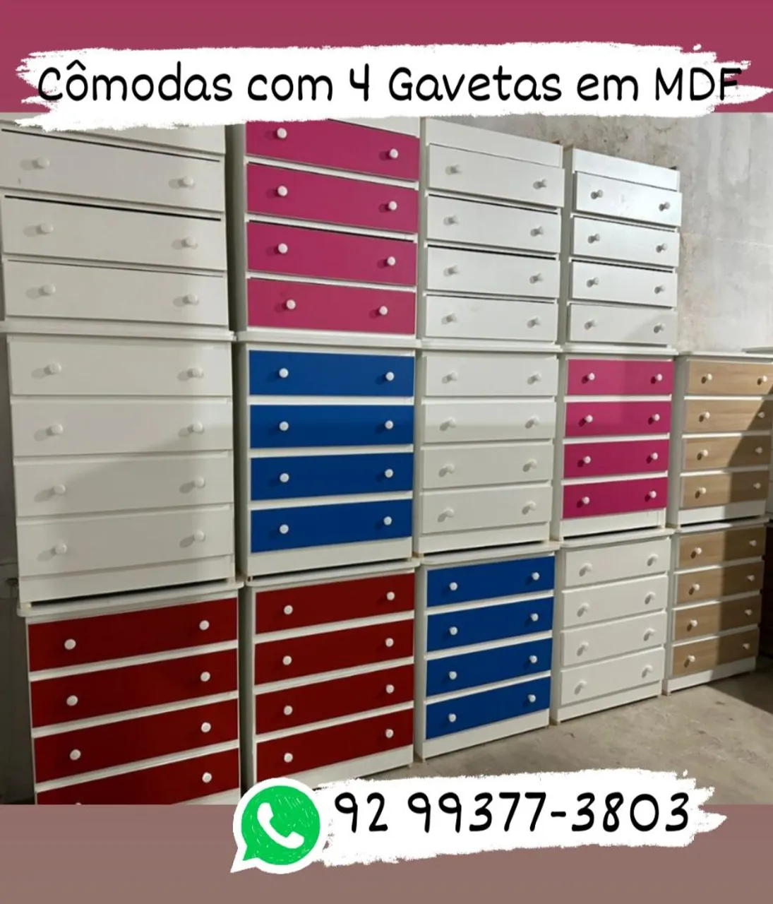 Cômodas com 4 Gavetas em MDF