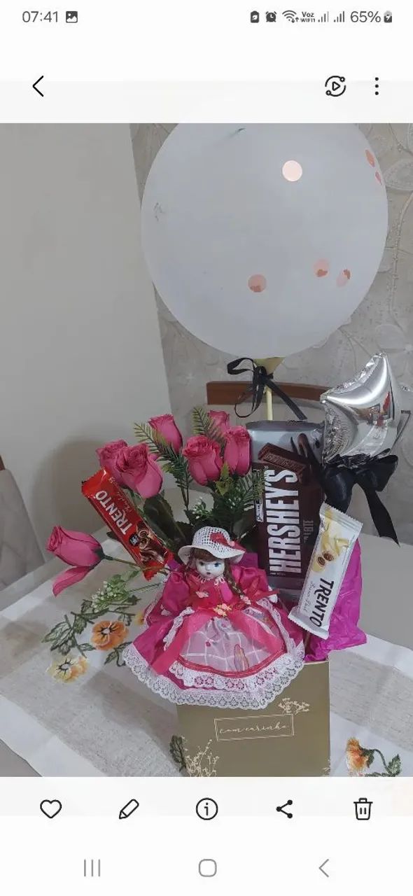 Caixa de Presente com Flores e Doces - Foto 3