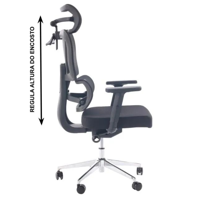 Cadeira Escritório Presidente Tela ÉDON Cor Preto Conforto Ergonômico Modelo 30066 - Foto 4