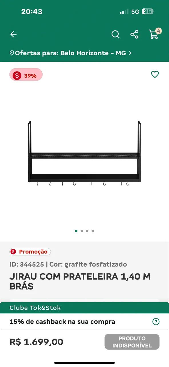 JIRAU COM PRATELEIRA 1,40m BRÁS  - Foto 3