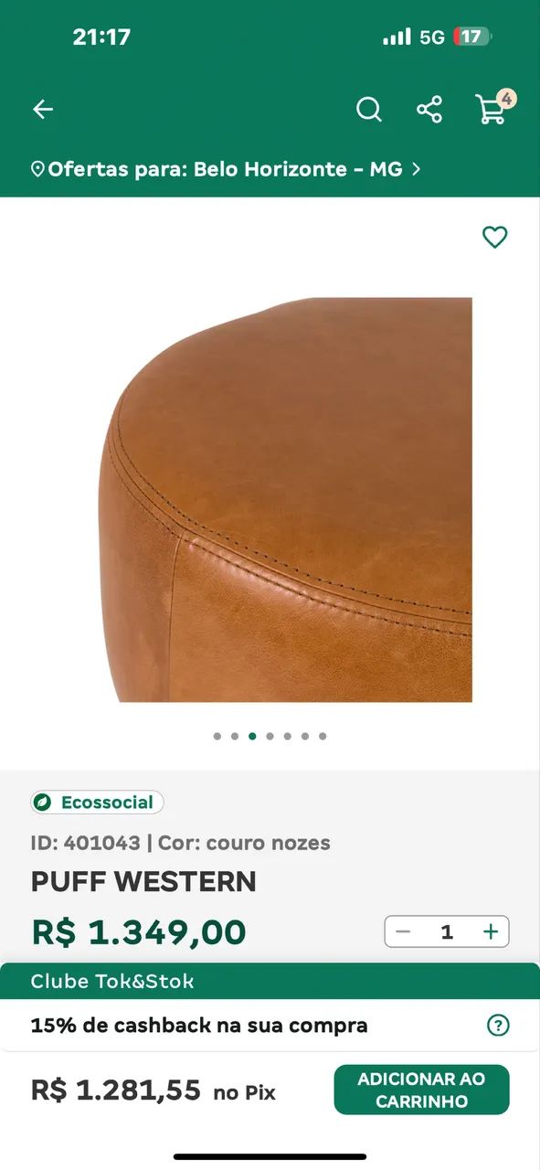 PUFF WESTERN COURO TOK&STOK  - Foto 3