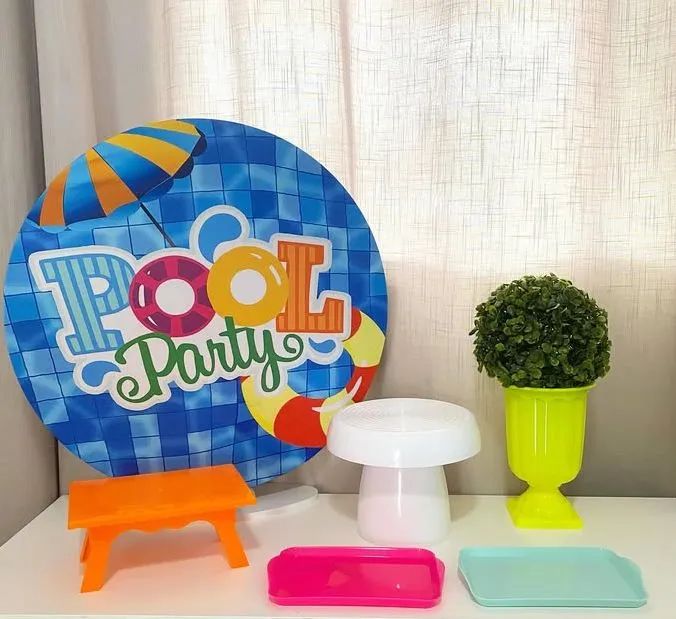 Mesa e Cadeiras para Festa Infantil - Tema Piscina