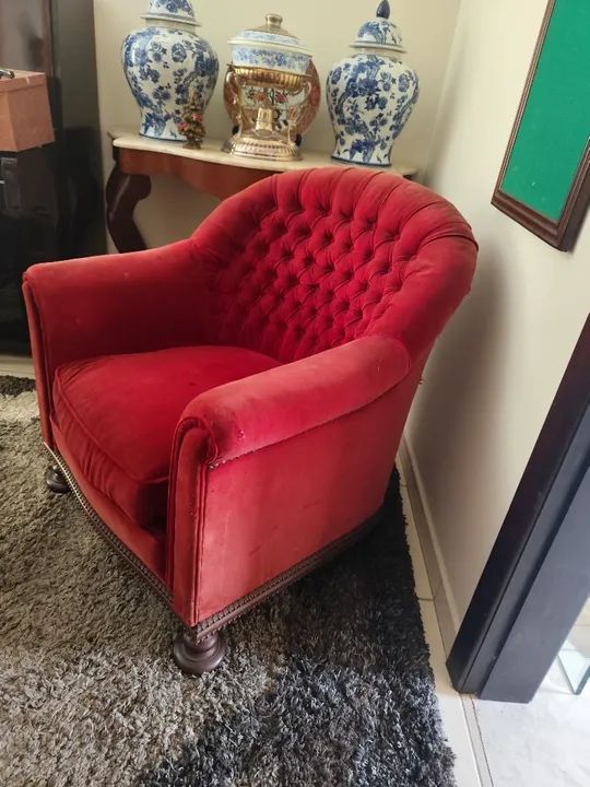 Poltrona de Veludo Vermelha - Foto 4