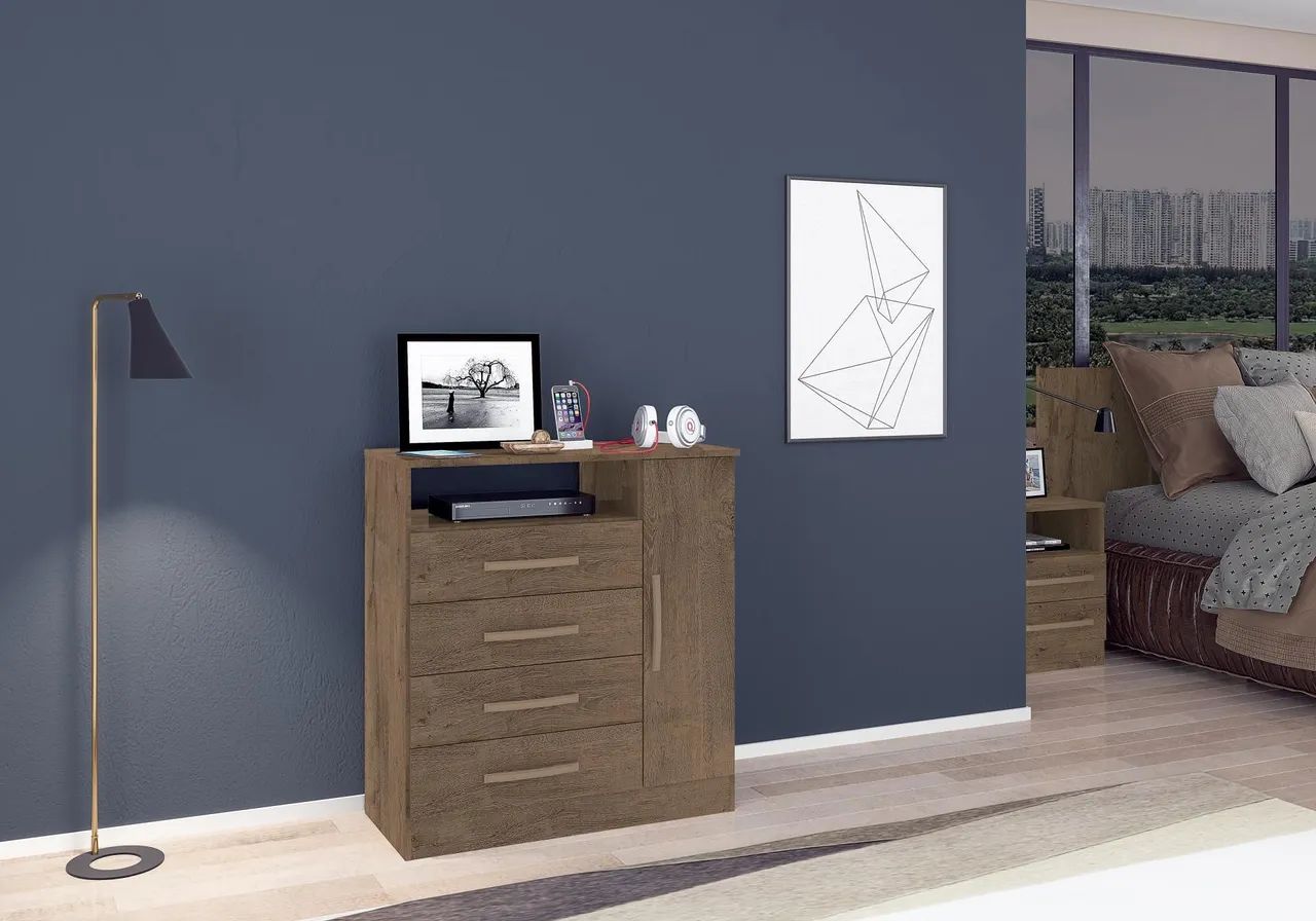 Cômoda Delta Com Sapateira 4 Gavetas - Foto 3