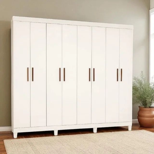 Guarda Roupa Rubi Casal 8 Portas 4 Gavetas Carioca Na Cor Branca