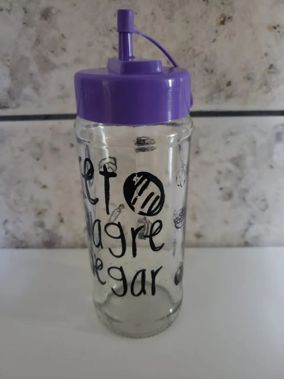 Vidro decorado para azeite ou vinagre 500 ml com tampa novo