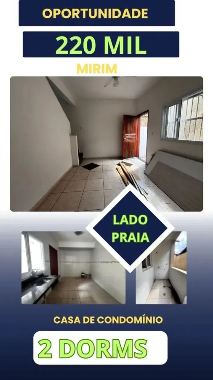 Casa em Condomínio para Venda em Praia Grande, Mirim, 2 dormitórios, 1 banheiro, 1 vaga