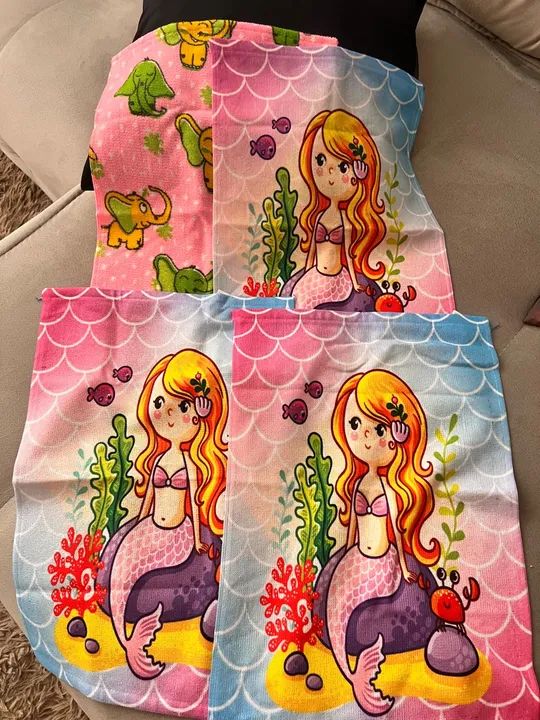 Toalhas de Banho Infantil Sereia - 4 Peças