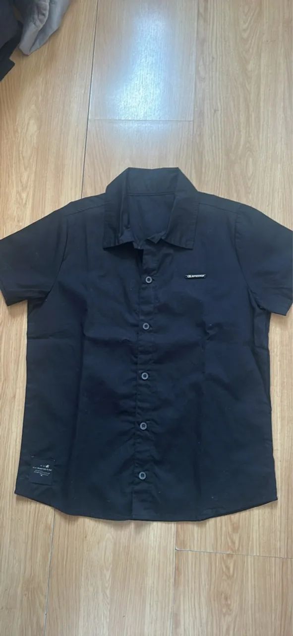 Camisa Social Preta Manga Curta