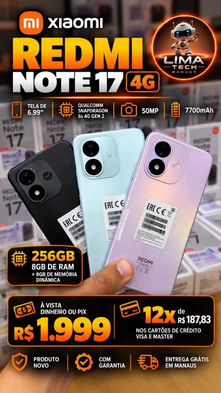 LANÇAMENTO IMPERDÍVEL: LINHA REDMI NOTE 17 CHEGOU! - Foto 5