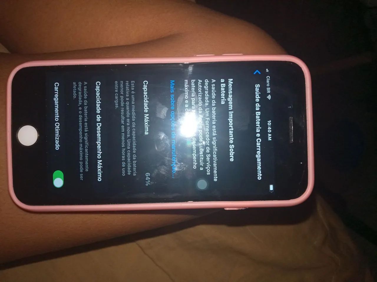 iPhone bom curso de bateria 64%