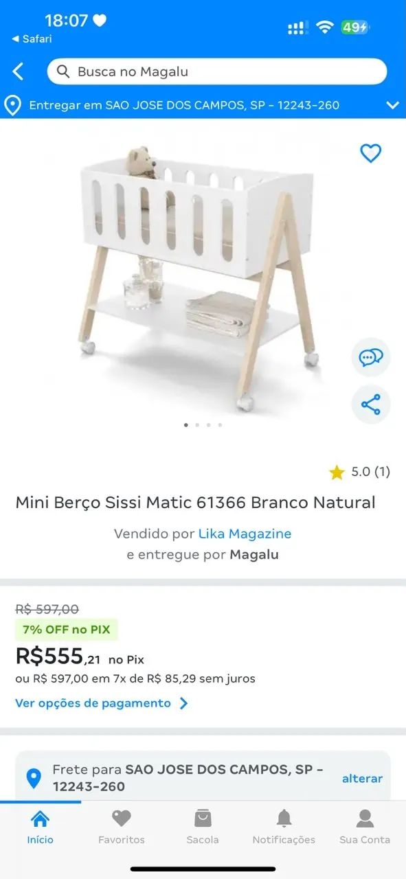 Mini Berço 3 em 1 com colchão 