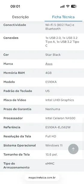 Notebook Asus E510 - Foto 5