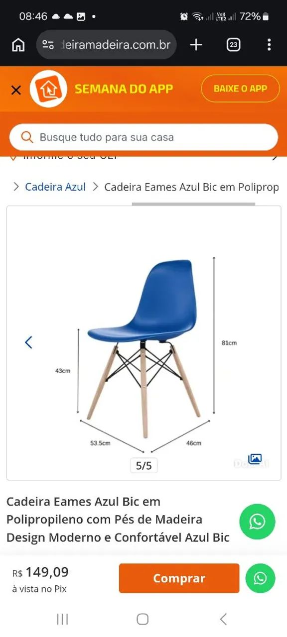 Cadeira Eammes Azul novo 