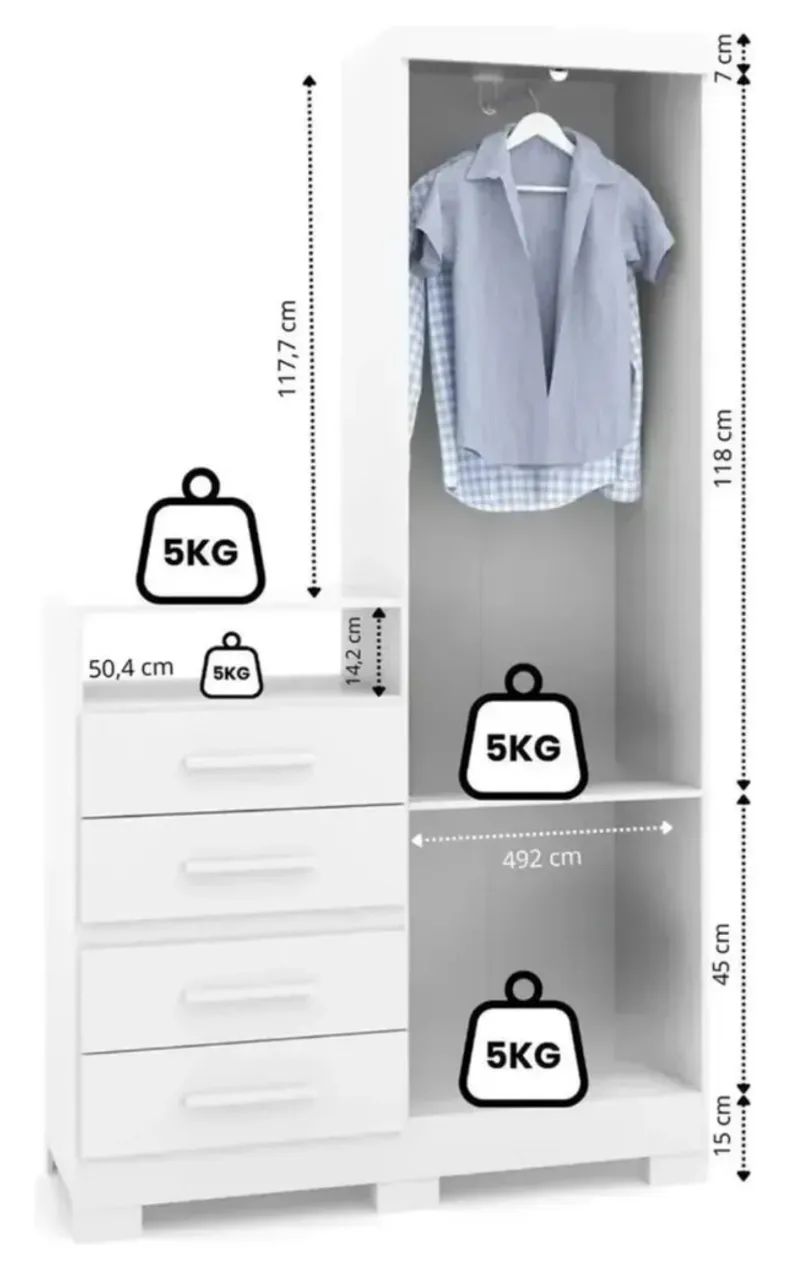 Guarda Roupas Multiuso com Cômoda  Nova, Entrego - Foto 2