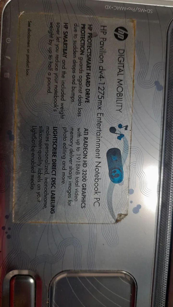 Notebook hp dv4 1275mx com defeito - Foto 2