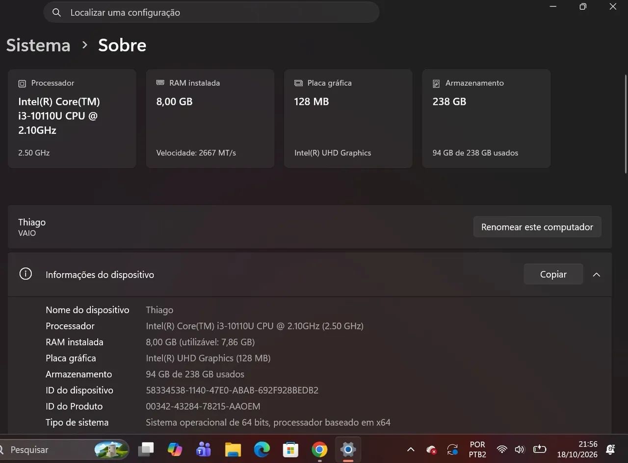 Notebook VAIO Core i3 - 8 GB RAM - SSD 256 GB - Foto 5
