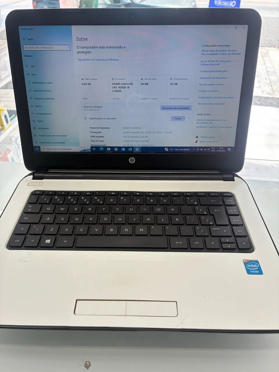 Notebook HP 14 Celeron 4GB SSD 120GB Windows 10 - Foto 3