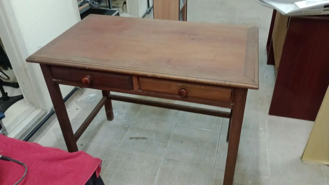 Mesa Escrivaninha De Madeira Maciça Duas Gavetas 