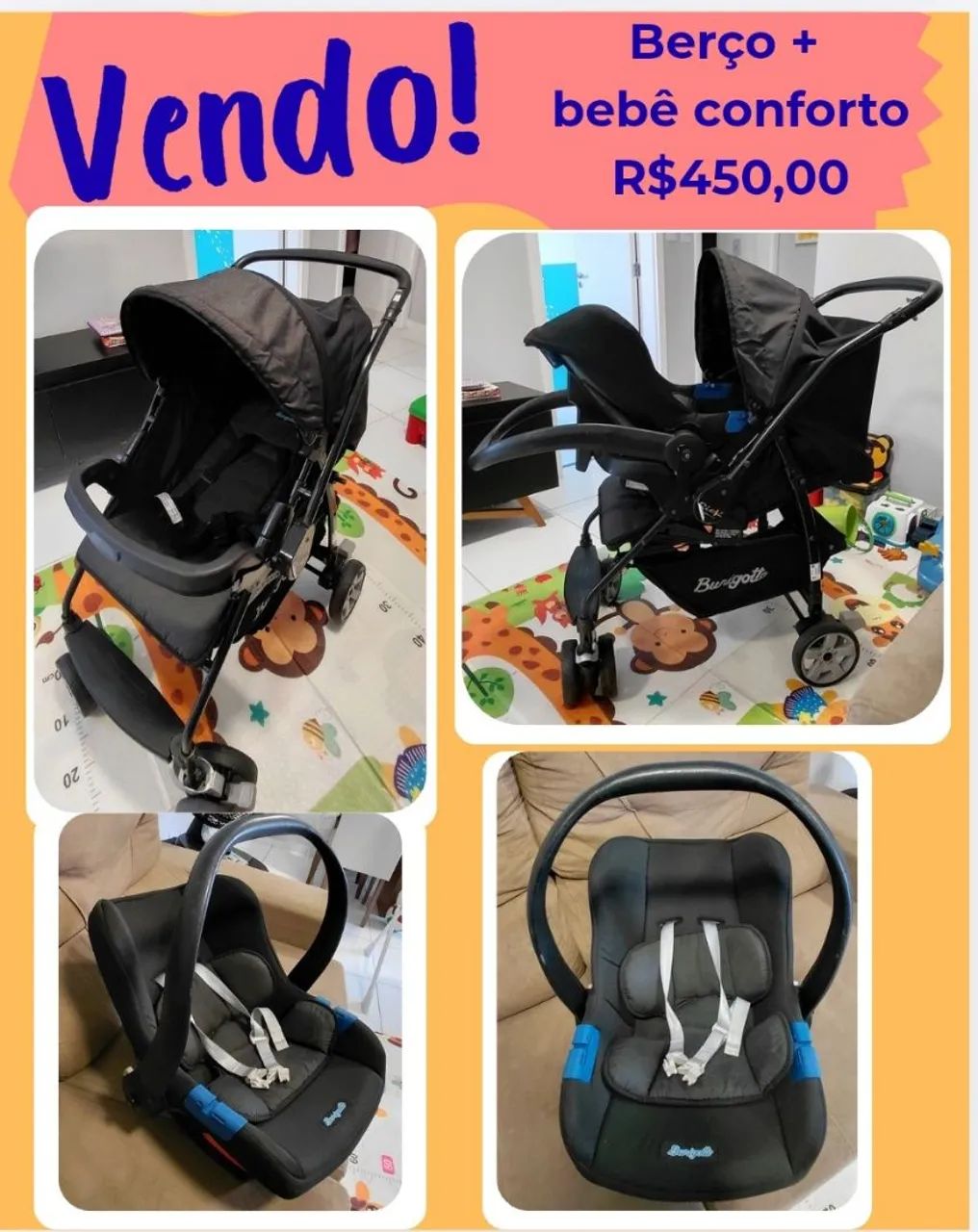 Carrinho de bebê e bebê conforto - Foto 5