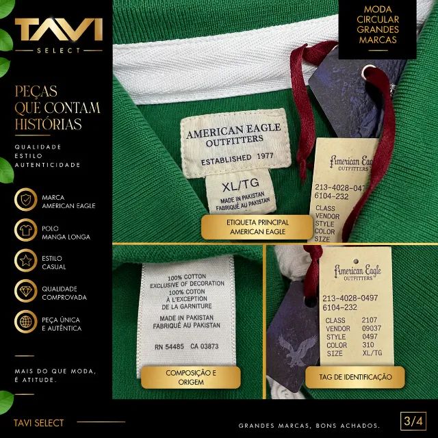 Polo American Eagle Manga Longa - Foto 4