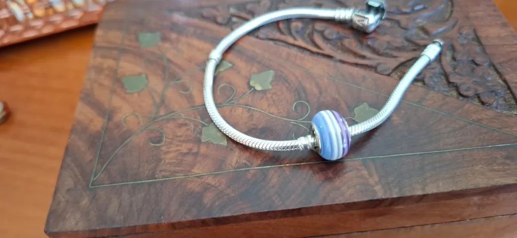 Berloque / Charm Processo Murano -  Azul e Lilás - Compatível  Pandora - Foto 2
