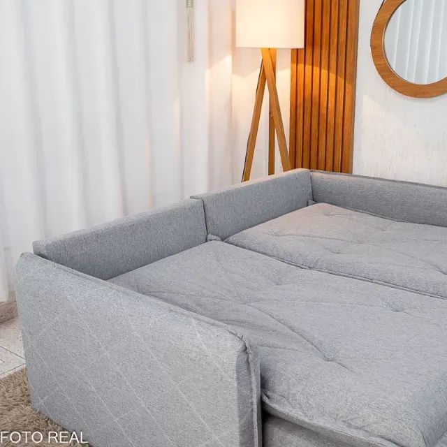 Sofá Cama 3 Lugares Linho - Alta Qualidade - Foto 3