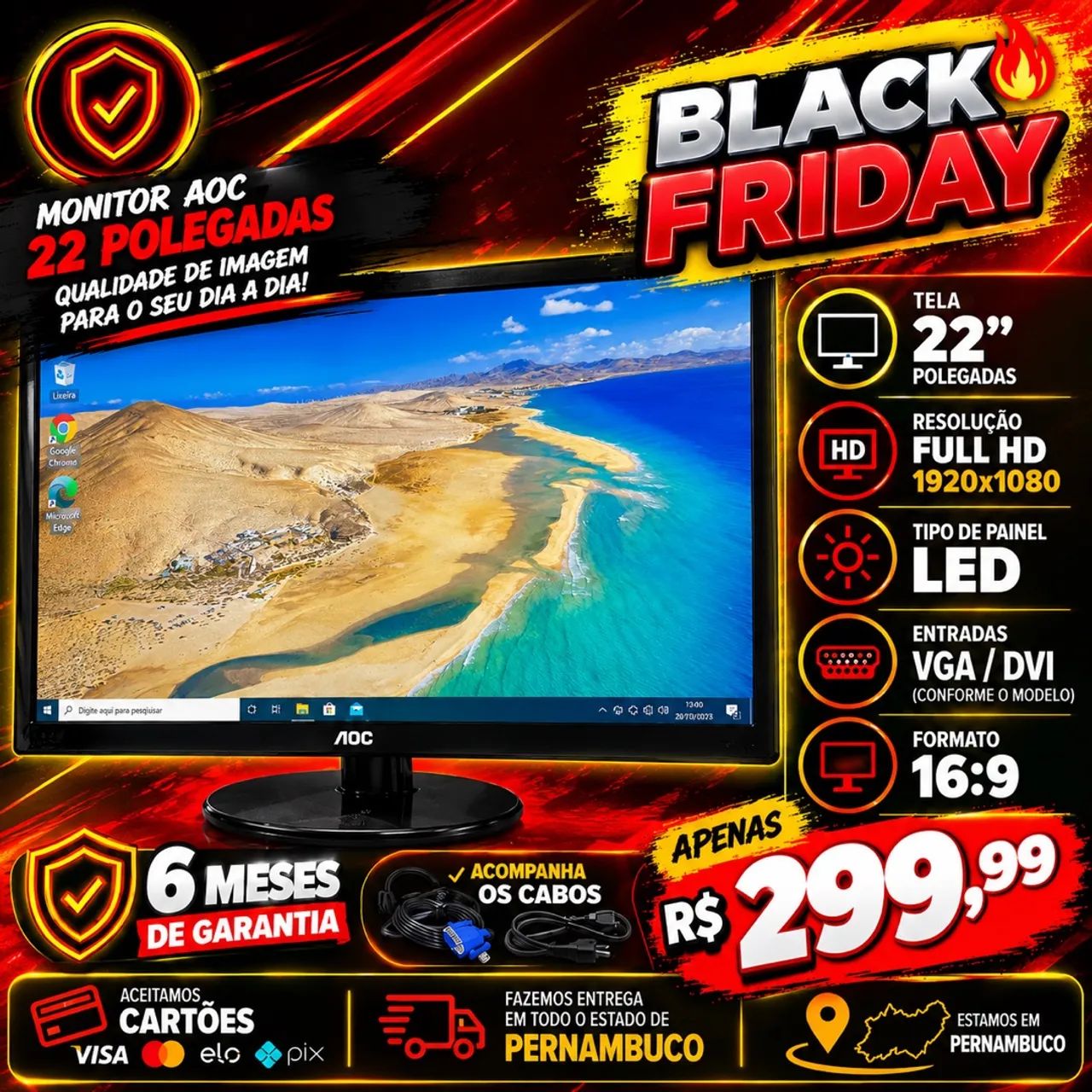 Monitor de 22 polegadas AOC