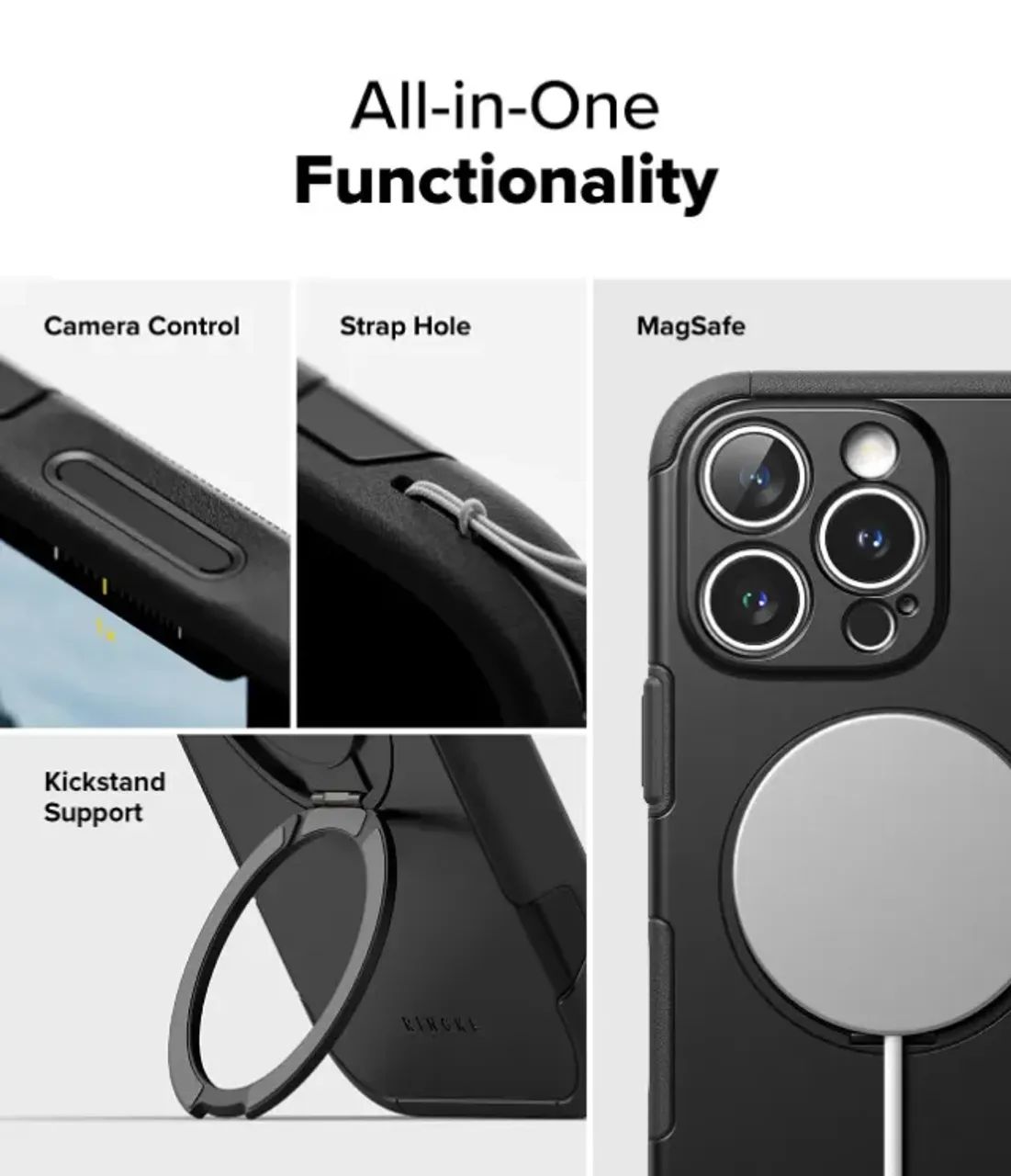 Capa Ringke Alles Para iPhone 16 Pro, Função De Suporte, Cor Preto, Lacrada - Foto 3