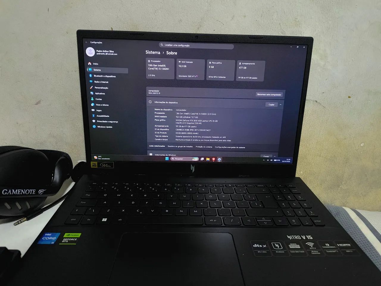 Acer nitro v15 completo com teclado magnético e periféricos - Foto 4