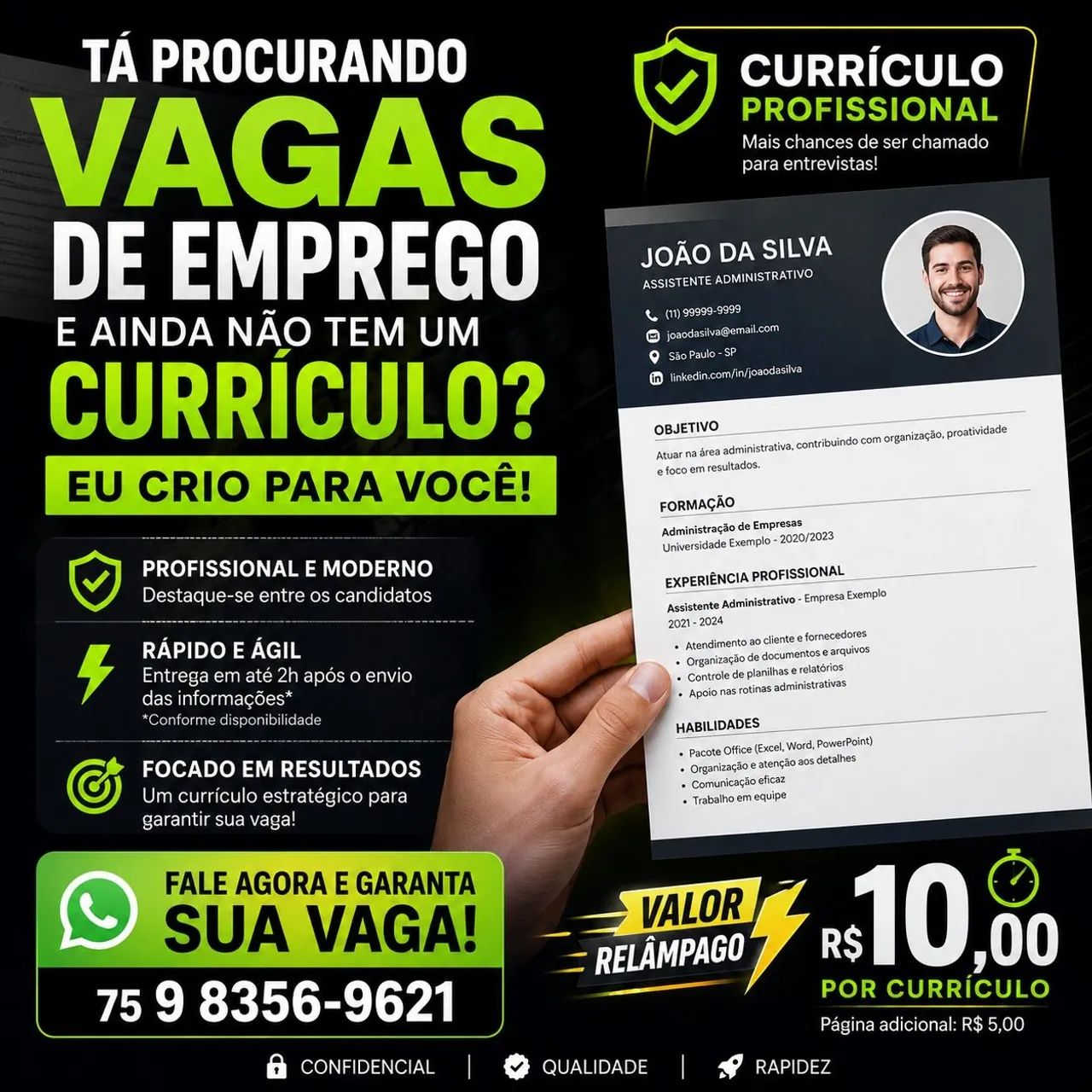 Currículo profissional barato