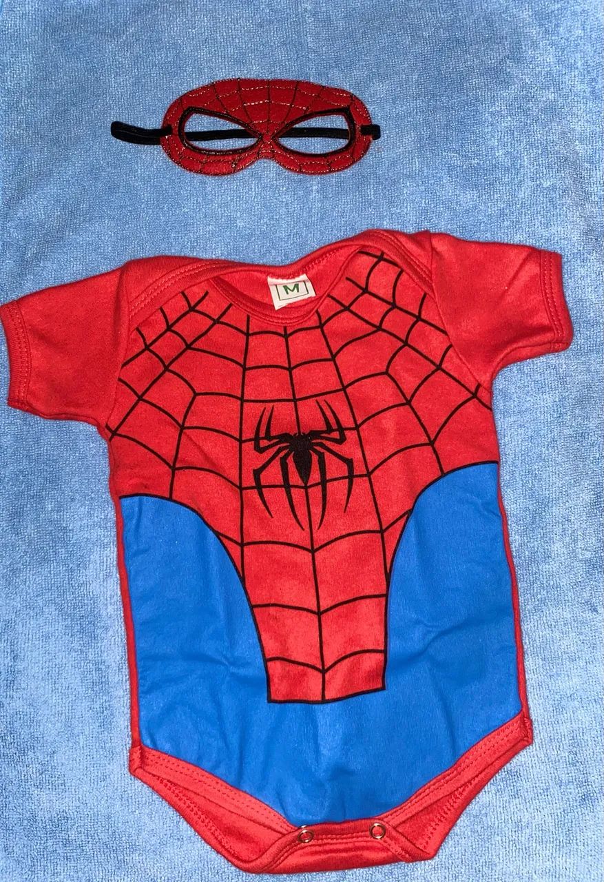 Kit mês versario homem aranha,body, máscara 