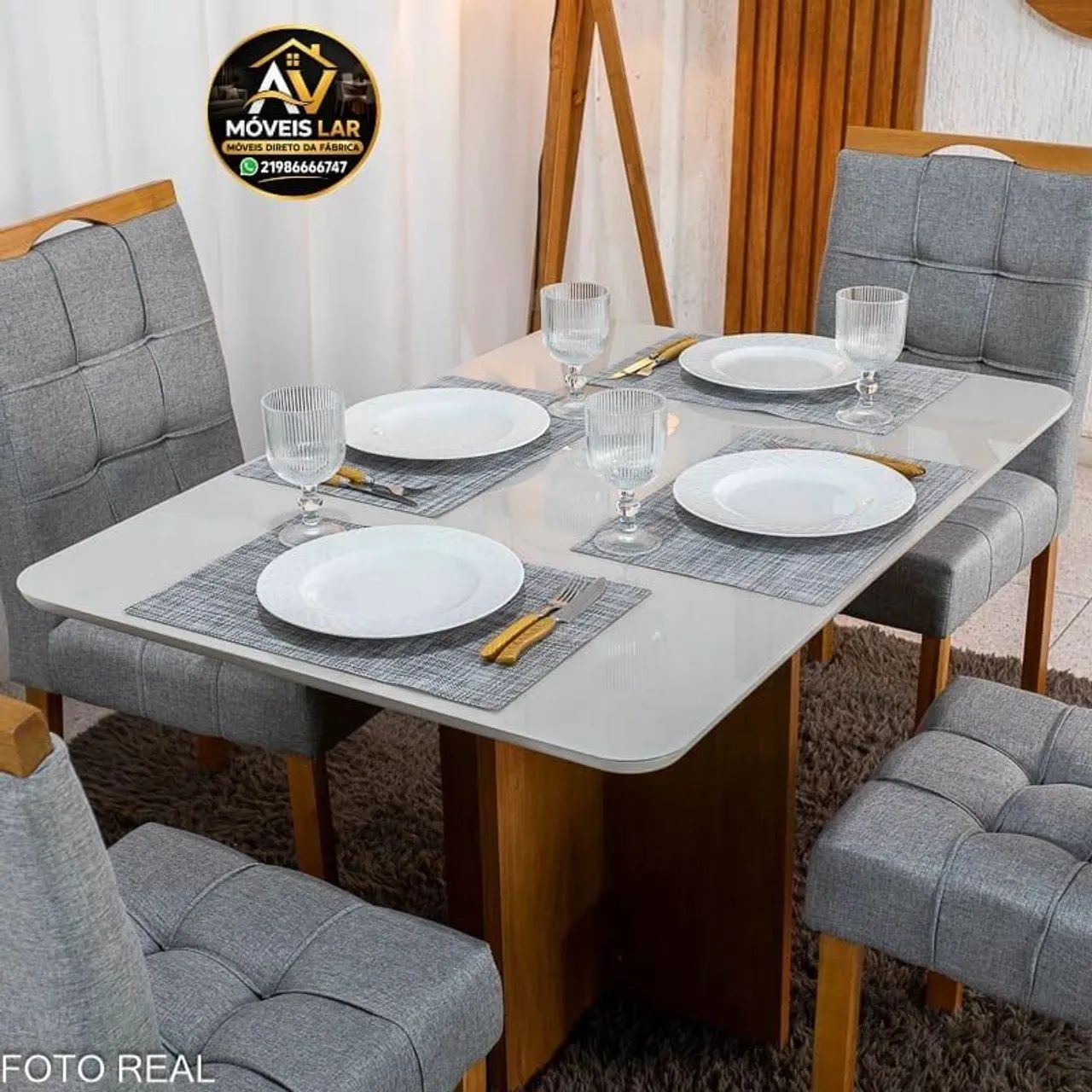 Mesa de jantar com tampo de vidro  - Foto 2