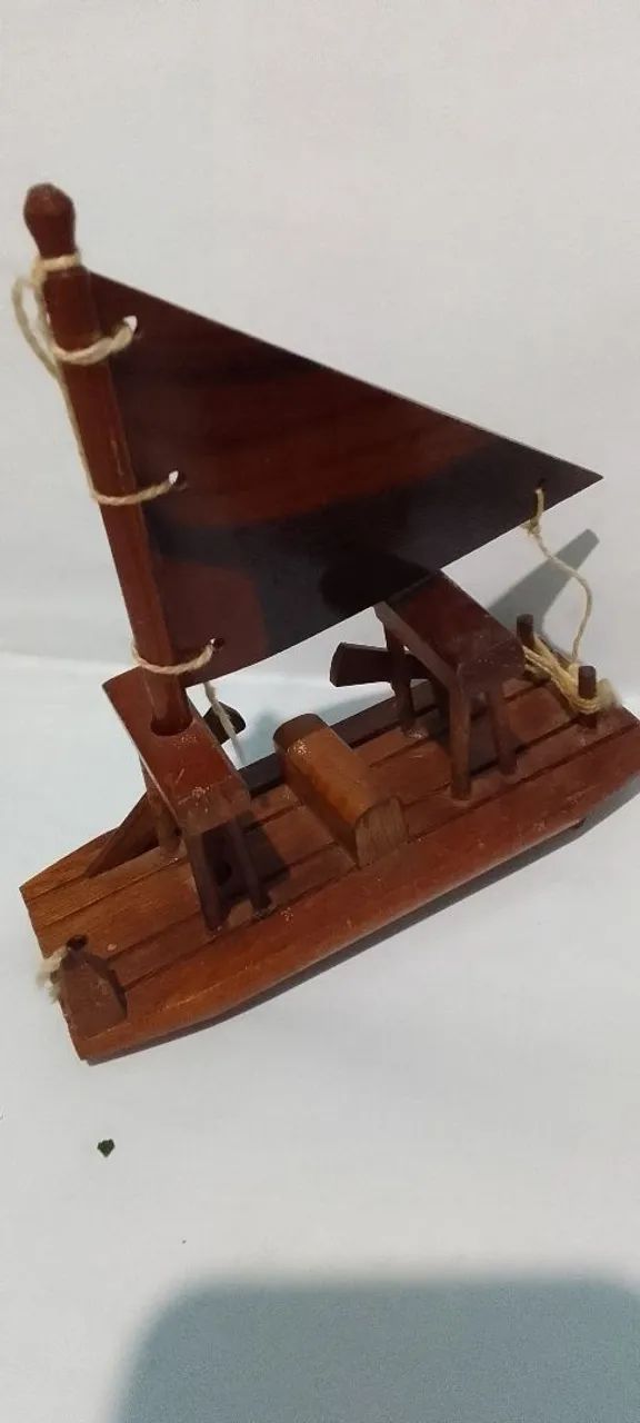 Jangada e barquinho de madeira artesanal - Foto 2