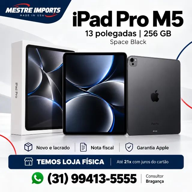 iPad Pro M5 13 polegadas 256GB Space Black Novo Nota Fiscal