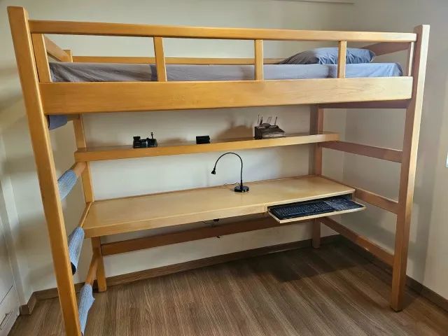 Cama Beliche Solteiro com Mesa ( Madeira Maciça ) - Foto 3