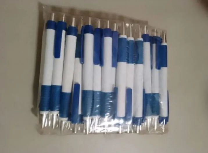 kit 50 canetas esferográficas azul 