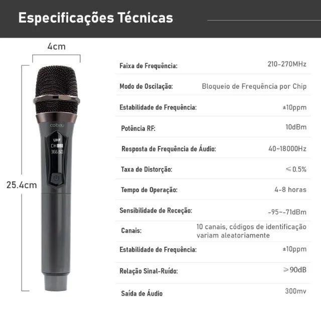 Excelente Par Microfone Sem fio Coibeu / Karaokê / Estilo Sennheiser - Foto 5