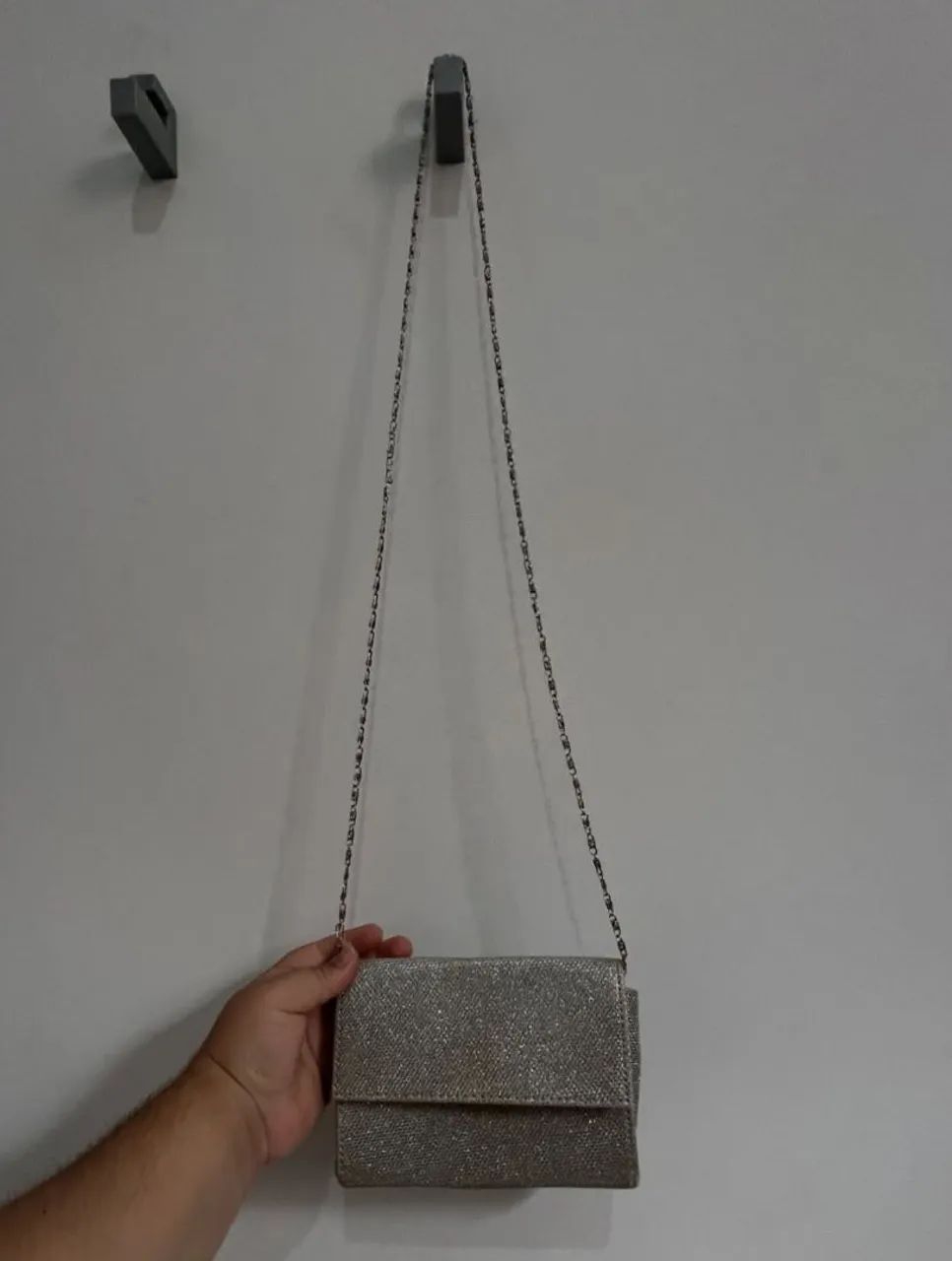 Bolsa Prata com Alça Prata Removível - Foto 2