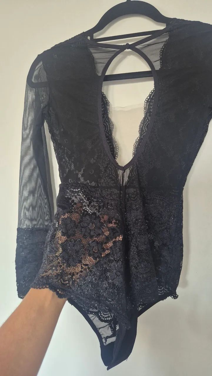 Body Duloren Renda Honey Bee Feminino - Preto - Foto 4