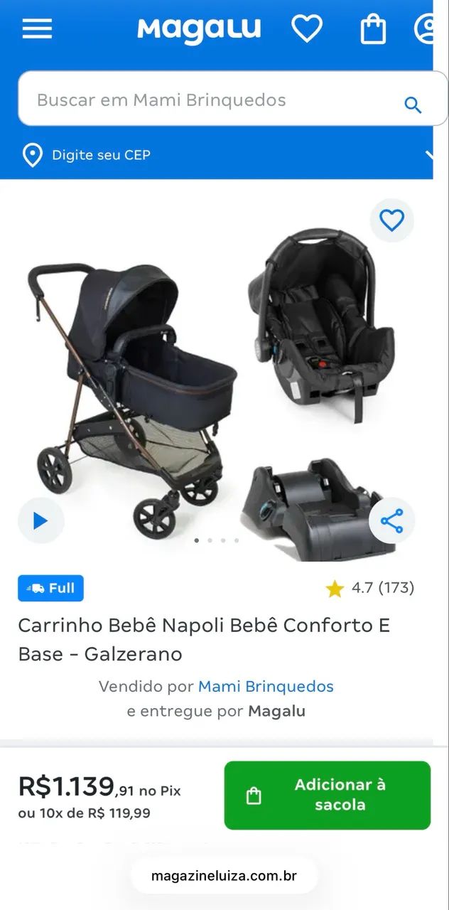 Carrinho Bebê Napoli Bebê Conforto E Base - Galzerano - Foto 5