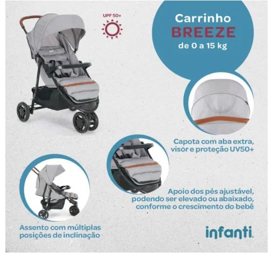 Carrinho de bebê Breeze - Até 15kg - Novo na caixa com garantia - Foto 2