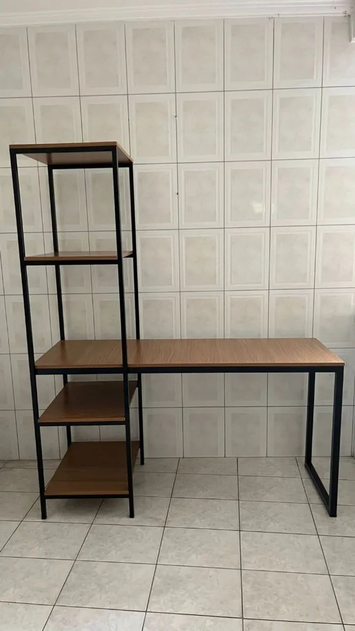Desk with Built-in Bookshelf/Tower - MDF and Metalon (1.20 m)
